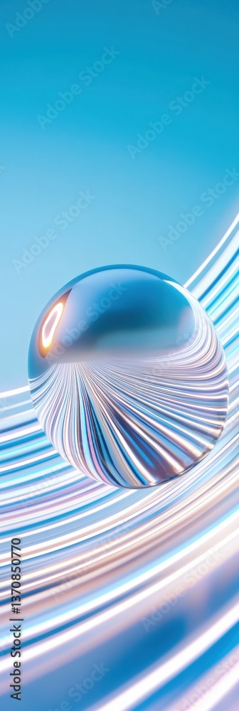 Aufkleber Holographic Fluid Dynamics Iridescent Chrome Sphere Transforming Digital Aesthetics with Next-Gen Metallic Wave Visualization for Tech Innovation