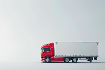 High Detail Image of Realistic Cargo Truck on a White Background