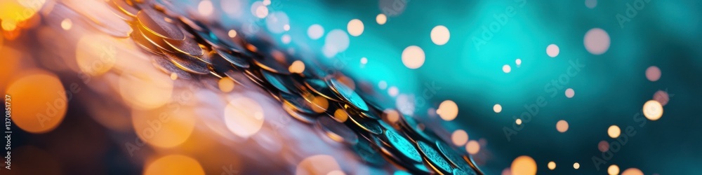 Aufkleber Futuristic Financial Innovation Luminescent Digital Savings Ecosystem with Vibrant Geometric Bokeh - Next-Gen Fintech Visualization for Tech-Driven Wealth Strategies