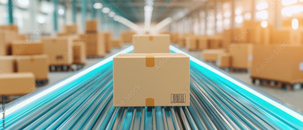 Fototapete smart logistics revolution ai-powered automated conveyor routing visualizing next-gen e-commerce ful