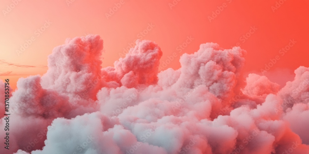 Poster dreamy digital dreamscape ethereal cloud formations in gradient coral aesthetic - creative visual st