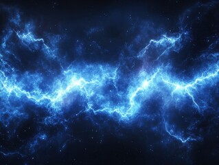 Fototapeta premium Electric blue lightning strikes across a dark starry night sky creating a powerful and dramatic scene with energy