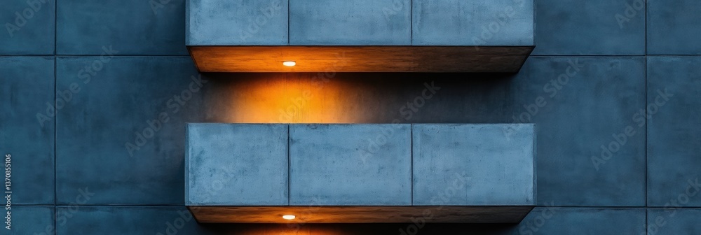 Aufkleber brutalist urban illumination minimalist concrete architecture revealing dramatic shadows and geometr