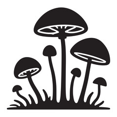 Mushroom Silhouette Vector Illustration of Fungi for Nature Design