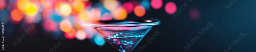 Aufkleber Immersive Digital Marketing Funnel Prismatic Data Visualization of Customer Journey Optimization in Translucent Cybernetic Paradigm