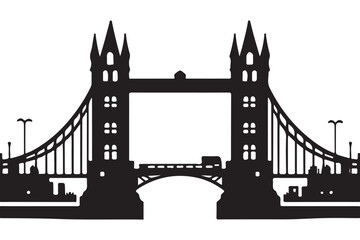 Silhouette of the Famous London Tower Bridge Vector Illustration