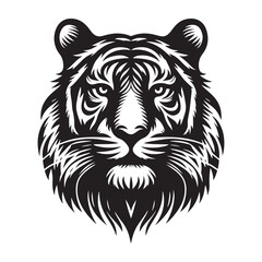 Tiger Silhouette Fierce Predator Big Cat Wildlife Animal Clipart Image