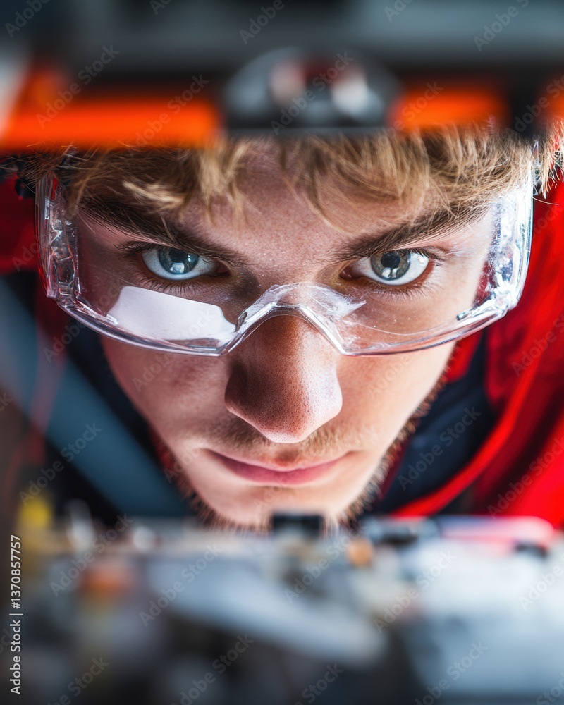 Poster ai-powered precision next-gen electronics technician in immersive diagnostic workflow - cutting-edge