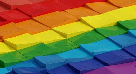 Fototapeta premium Colorful rainbow tiles arranged in vibrant stripes 