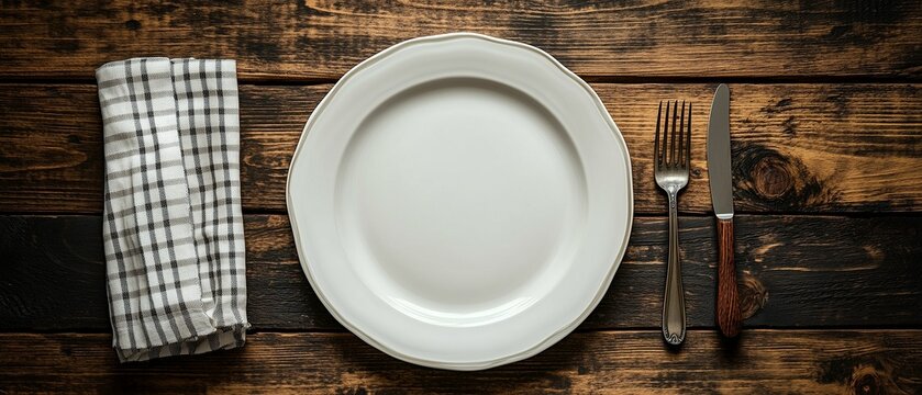 empty plate on wooden table