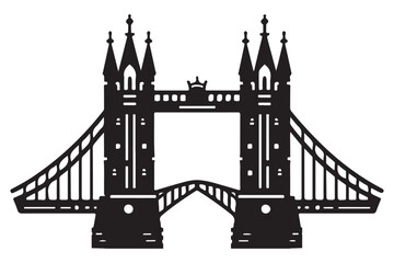 Tower bridge silhouette vector London landmark historic architecture icon