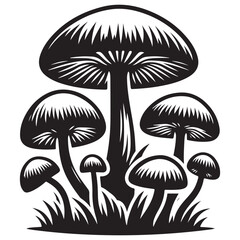Captivating mushroom illustration Explore fungal diversity with elegant black design