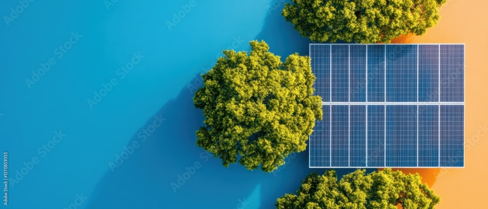 Aufkleber net-zero innovation aerial drone view of solar panel ecosystem with green technology infrastructure 