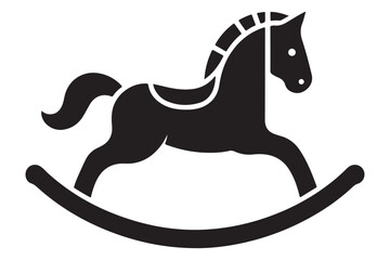 Classic Rocking Horse Vector Silhouette Illustration for Nursery Decor Projects