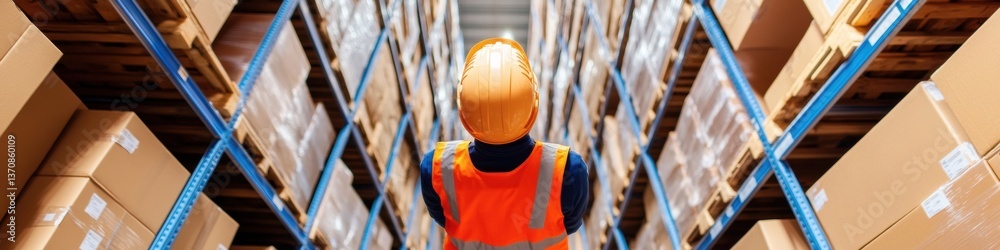 Leinwandbilder AI-Enhanced Logistics Precision Augmented Workflow Optimization in Smart Distribution Center with Immersive Supply Chain Technology and Industrial Safety Protocols