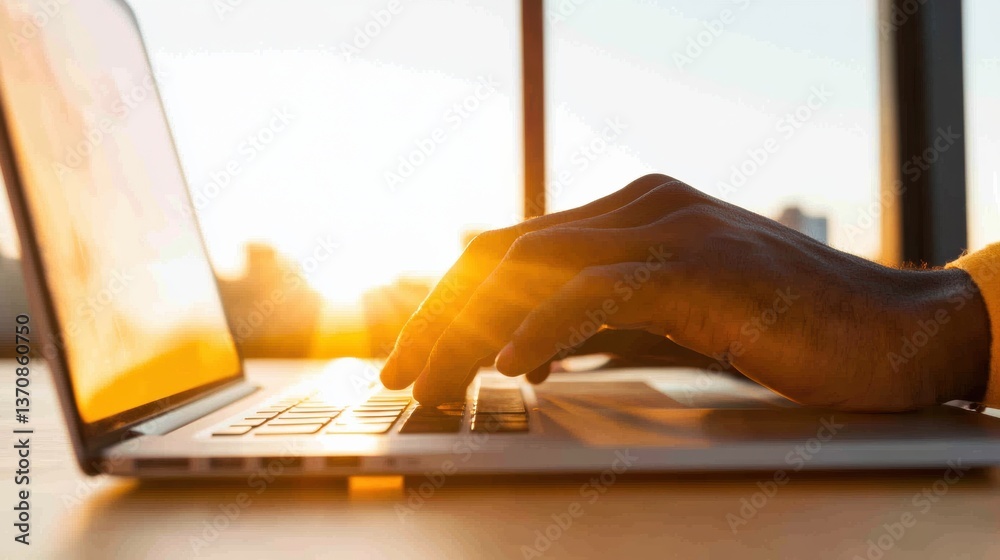 Leinwandbilder hybrid workflow dynamics next-gen remote professional capturing golden hour productivity in minimali