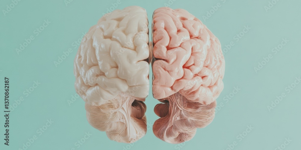 Aufkleber neuroaesthetic insight minimalist brain hemispheres visualization - cognitive performance and mental