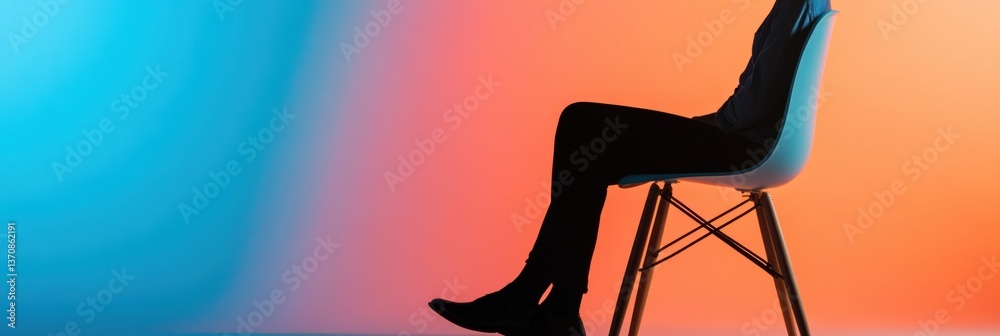 Aufkleber minimalist career transition silhouetted professional embodying emotional resilience in gradient wor