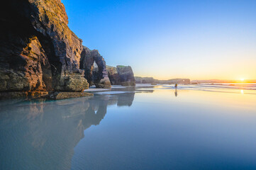 Cliff formations on Cathedral Beach,Playa de las Catedrales, Ribadeo, Galicia, Spain.