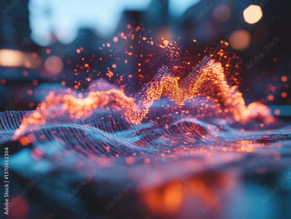 Aufkleber Quantum Flux Immersive Digital Transformation Visualizing AI-Driven Network Dynamics, Next-Gen Technology Emergence in Cybernetic Innovation Landscape