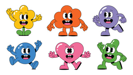 Playful Characters: A vibrant collection of charming, cartoonish characters, each a unique anthropomorphic shape with animated expressions, exuding joy and personality.