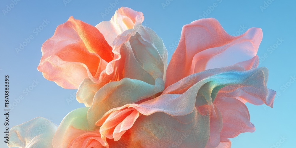 Poster Ethereal Soft Gradient Flow Abstract Organic Texture Visualization in Pastel Coral and Aqua - Mindful Design Innovation for Wellness and Digital Creative Branding