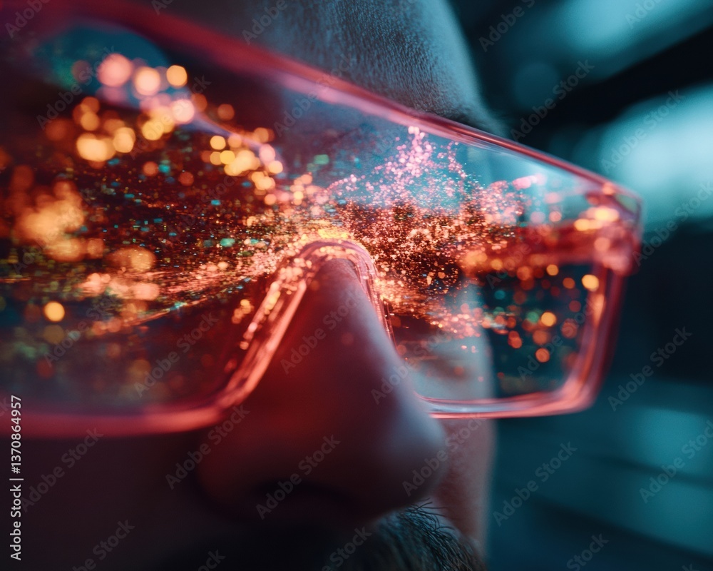 Fototapete Augmented Reality Revolution Immersive Tech Visualization with Dynamic Particle Holographic Smart Glasses Showcasing Next-Gen Digital Innovation