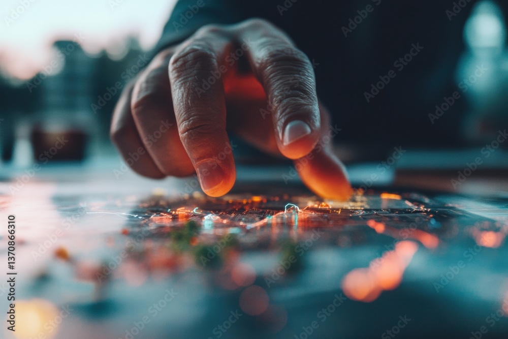 Poster immersive fintech innovation holographic data visualization with professional interaction - next-gen