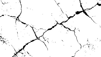 Cracked surface grunge wall cracked pattern on white and transparent background. Vector Transparent background of cracks, lines, dry cracked earth overlay texture, grunge distressed.