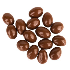 chocolate ball pile texture background isolated on white