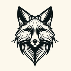 Obraz premium Detailed black and white illustration of a fox's head