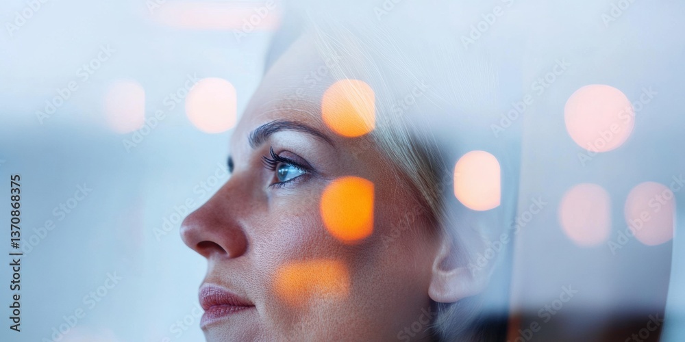 Poster ethereal contemplation soft-focus urban professional exploring mindful technology intersections - in