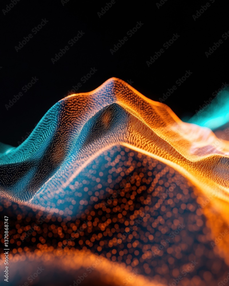 Aufkleber Quantum Data Visualization Immersive Particle Landscape of Dynamic Digital Topography Revealing Emerging AI-Driven Analytics and Computational Design