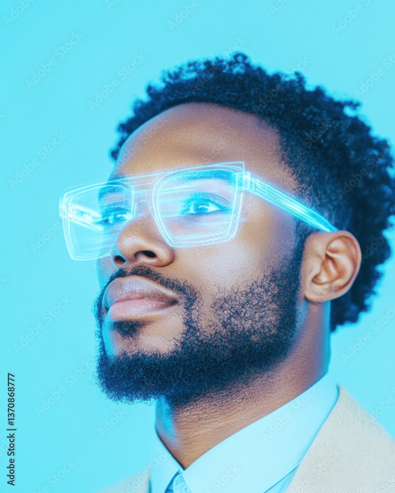 Poster futuristic ar professional next-gen smart eyewear empowering digital innovation for millennial tech 