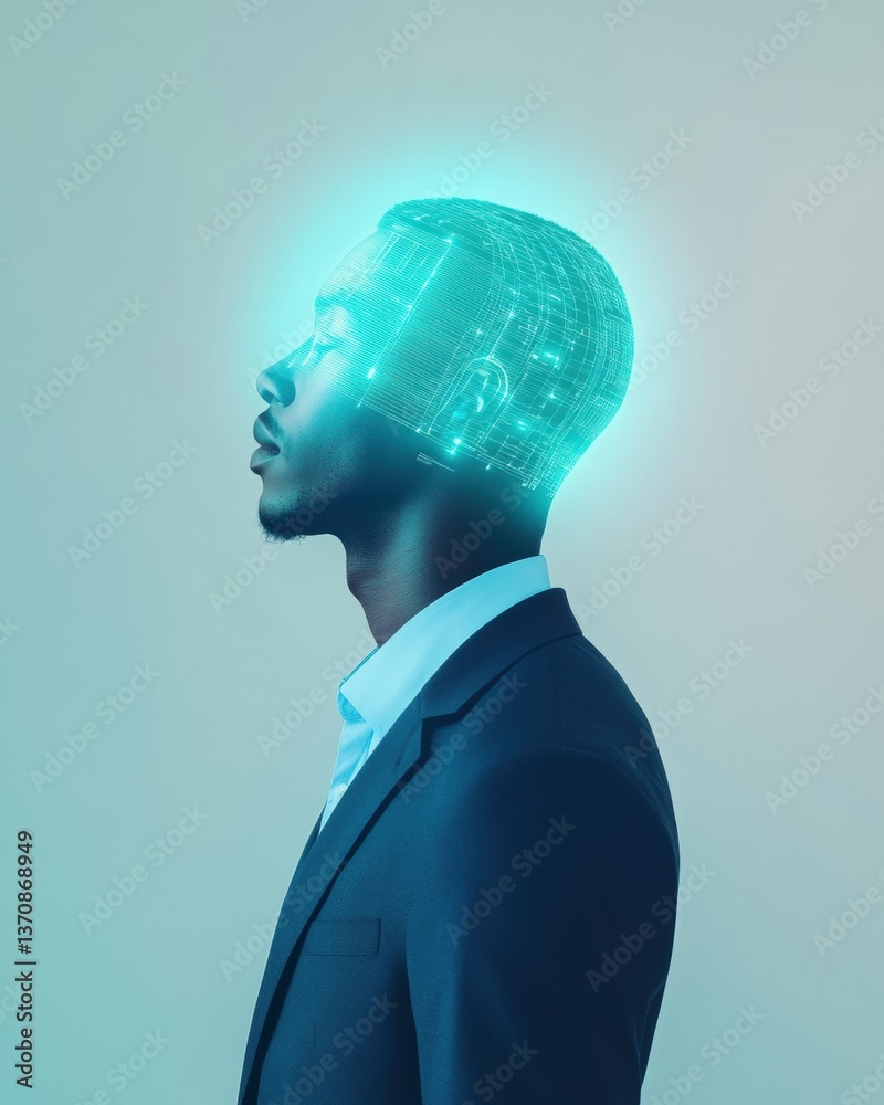 Fototapete Neurotech Synergy AI-Enhanced Professional Visualization of Millennial Innovation in Digital Transformation and Cognitive Performance