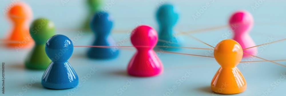 Poster Strategic Network Visualization Multicolored Game Pieces Mapping Organizational Ecosystems - Innovative Stakeholder Relationship Design for Digital Transformation Strategies