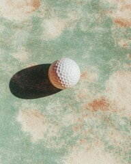 Minimalist Golf Aesthetic Textural Synthetic Green Surface with Pristine White Ball - Contemporary Sports Visualization for Digital Marketing and Training Innovation