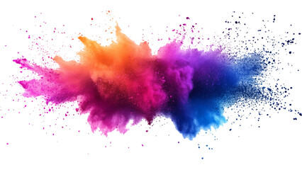 colorful rainbow holi paint color powder explosion isolated white wide panorama.Colorful mixed rainbow powder explosion isolated on white background. Colorful ink powder splashes on white background.