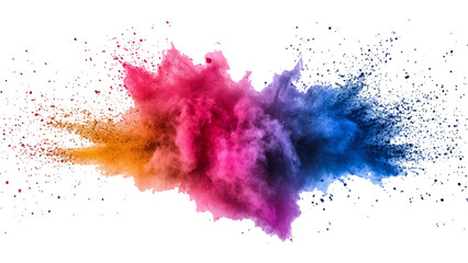 colorful rainbow holi paint color powder explosion isolated white wide panorama.Colorful mixed rainbow powder explosion isolated on white background. Colorful ink powder splashes on white background.