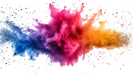 colorful rainbow holi paint color powder explosion isolated white wide panorama.Colorful mixed rainbow powder explosion isolated on white background. Colorful ink powder splashes on white background.