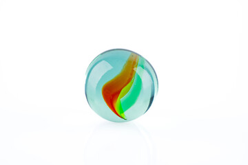Colored glass marbles ball on white background	