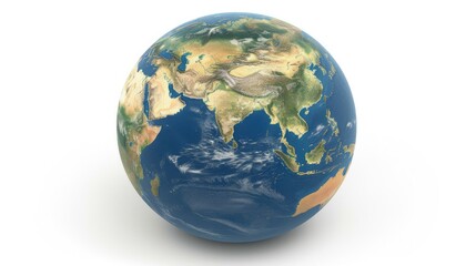 Fototapeta premium 3D render of a globe on a white background, the Earth with continents