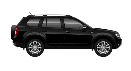 Fototapeta premium A vector illustration of a modern black car SUV. isolated on white or transparent background.