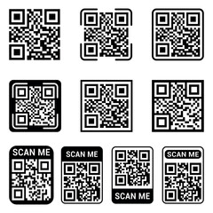 Fototapeta premium Collection of nine QR codes with 