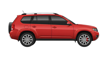 Obraz premium A vector illustration of a modern red car SUV. isolated on white or transparent background.