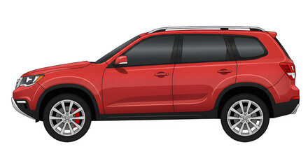 Obraz premium A vector illustration of a modern red car SUV. isolated on white or transparent background.
