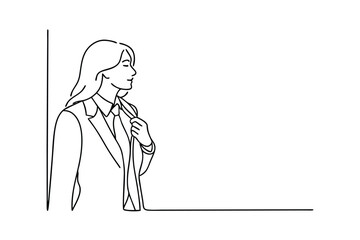 Businesswoman Line Art, Profile, Suit, Tie, Elegant, Minimalist, Simple, Drawing, Woman, Professiona