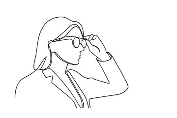 Elegant Womans Minimalist Line Art, Sunglasses, Profile, OneLine Drawing, Modern Style, Abstract Fac