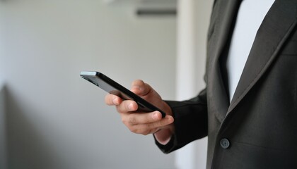 Businessman checking his smartphone