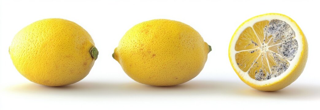 Fresh and rotten lemons set